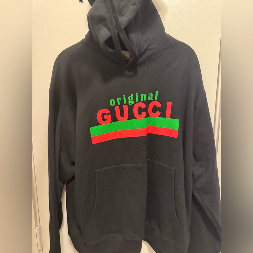 Gucci Adult Medium Web Accent Graphic Print Hoodie NWT - Picture 4 of 9